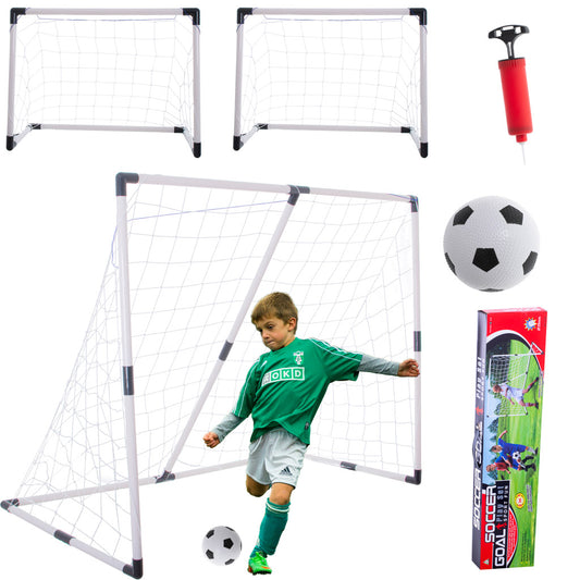 “Saliekami futbola vārti bērniem 2in1 ar bumbu un pumpi – 1 lieli vai 2 mazi vārti”