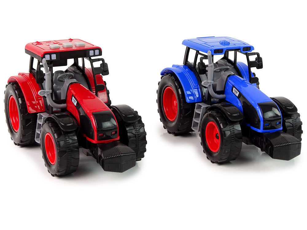 Sarkans un zils fermas traktors rotaļu komplektam