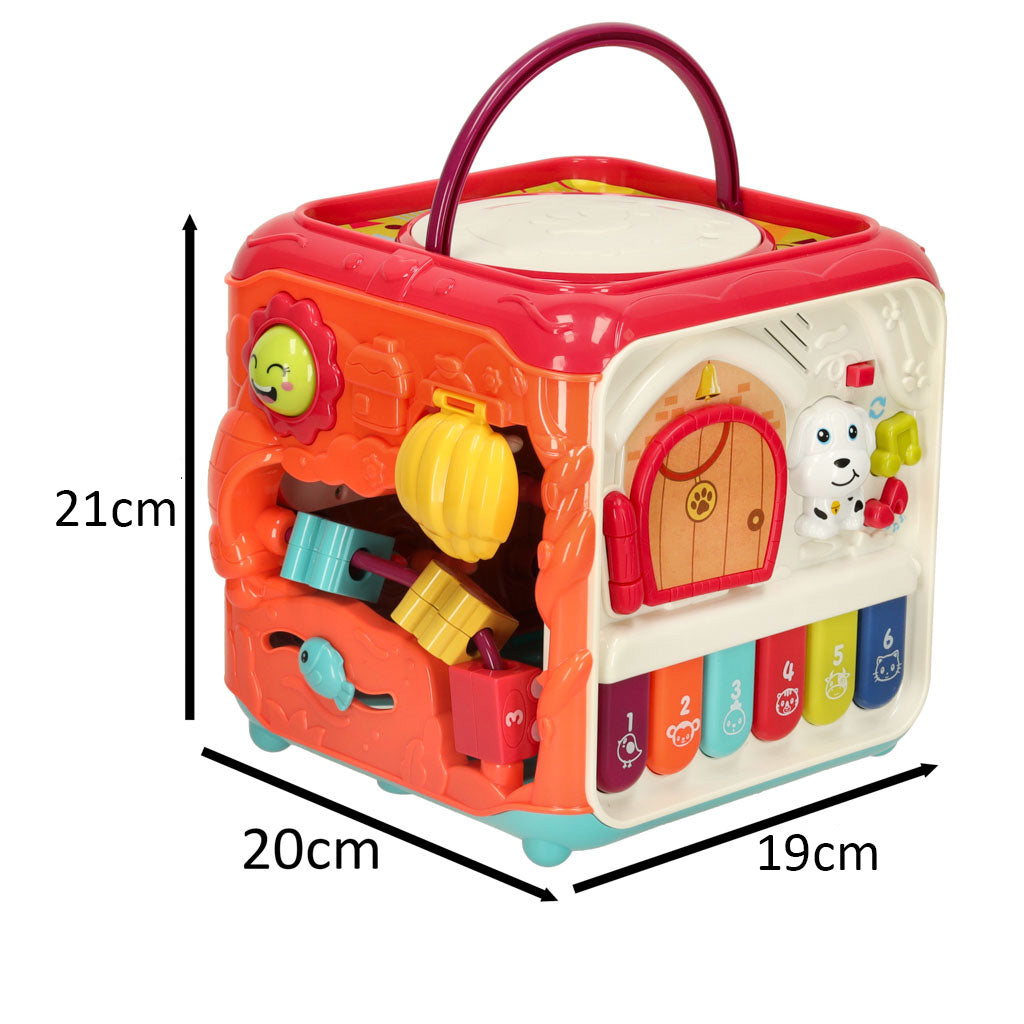 Sensorais aktivitāšu kubs bērniem Bibi-inn 6in1 ar izmēriem 21 x 20 x 19 cm