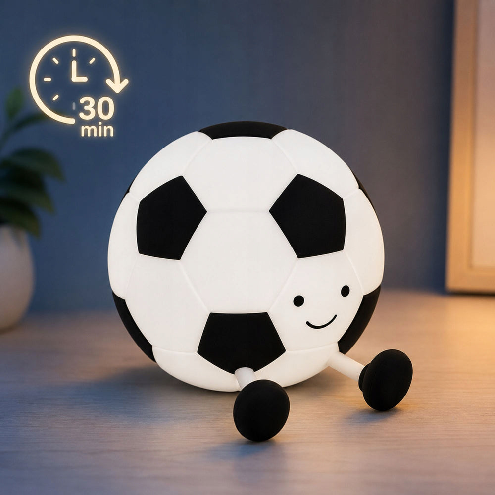 Mīksta silikona futbola bumbas LED RGB naktslampiņa bērniem ar 30 minūšu taimeri