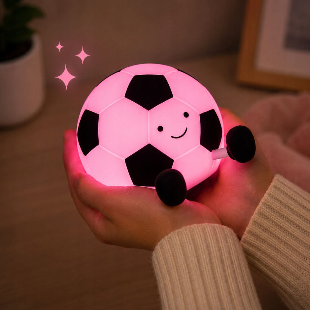 Mīksta silikona futbola bumbas LED RGB naktslampiņa rozā gaismā bērna rokās