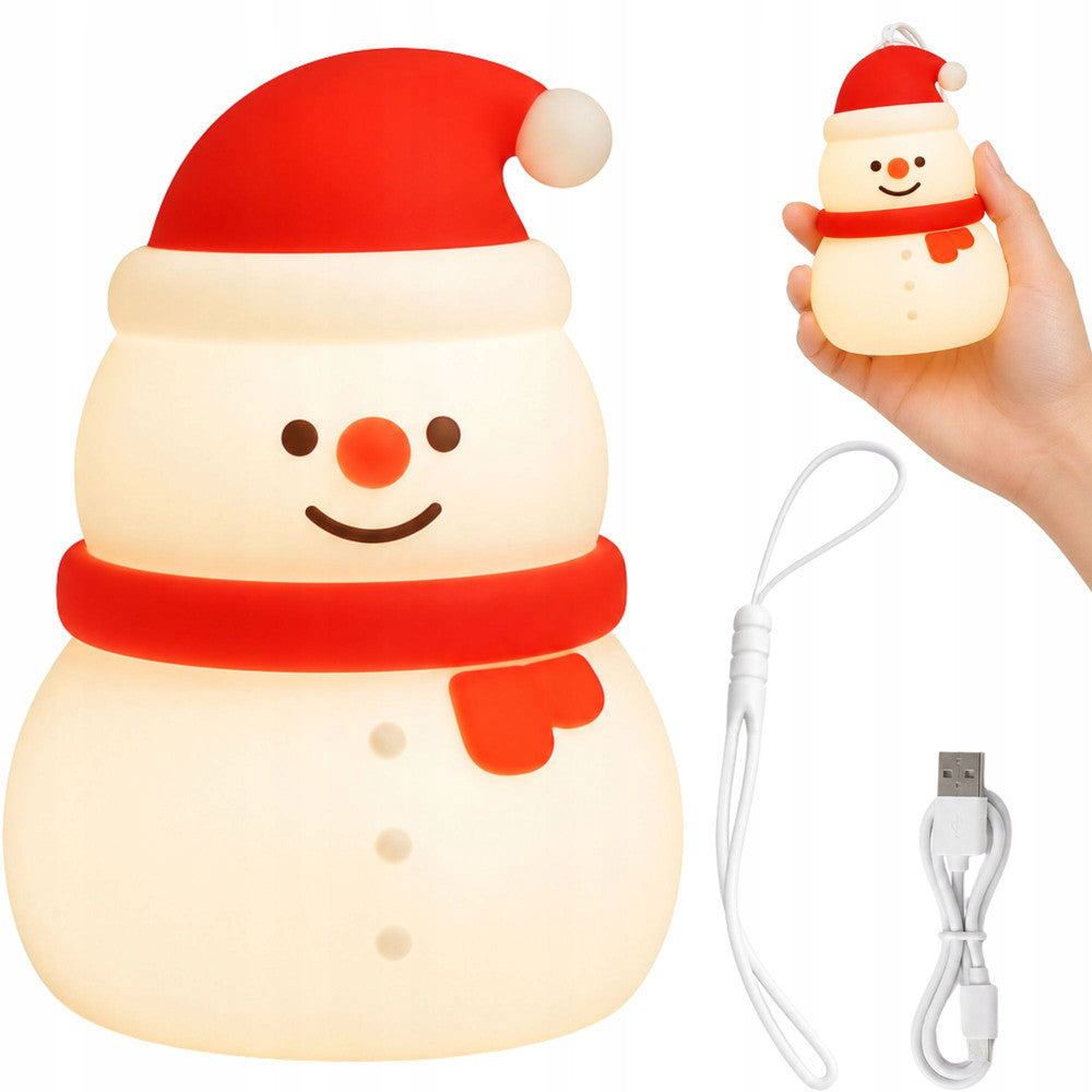 Silikona LED Ziemassvētku lampiņa Sniegavīrs ar 3 gaismas režīmiem un USB uzlādi