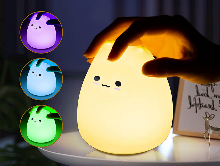 Silikona naktslampiņa kaķa formā ar pieskāriena vadību un RGB gaismu