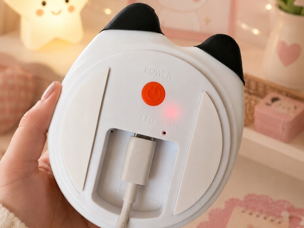 Silikona pandas LED RGB naktslampiņas apakšdaļa ar ieslēgšanas pogu un USB uzlādi