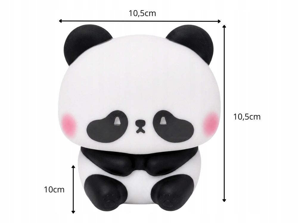 Silikona pandas formas LED RGB naktslampiņa bērniem ar norādītiem izmēriem 10,5 x 10,5 cm