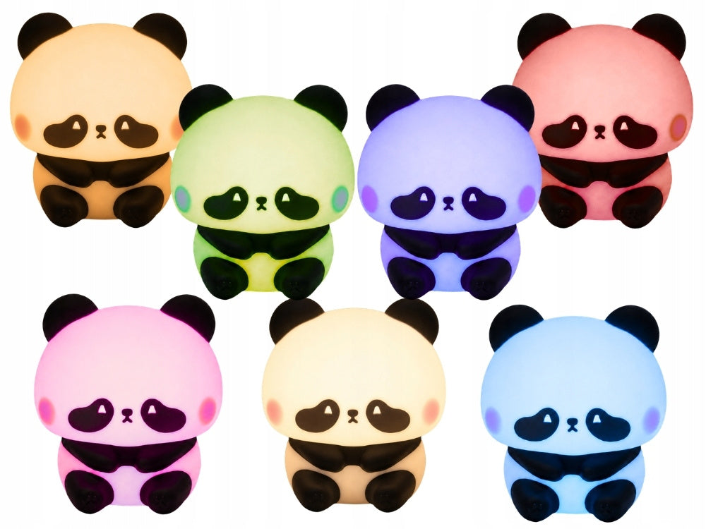 Silikona pandas LED RGB naktslampiņa bērniem ar vairākiem gaismas krāsu režīmiem