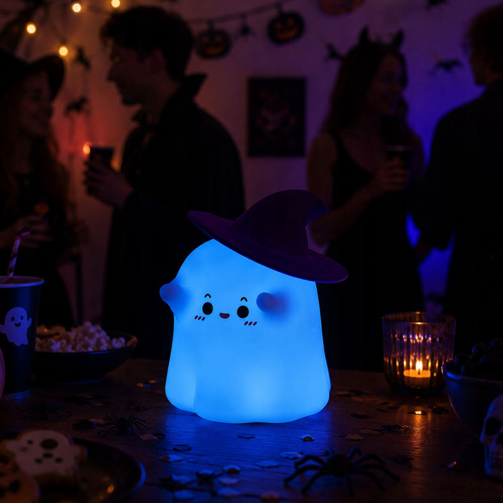 Silikona spoka LED RGB naktslampiņa zilā gaismā Helovīna ballītes dekorācijām
