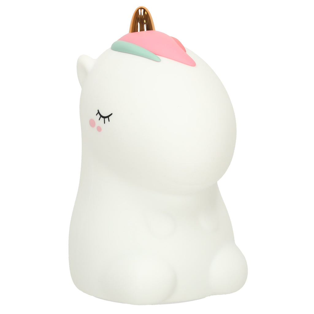 Silikona vienradža naktslampiņa ar rozā un zilu krēpi