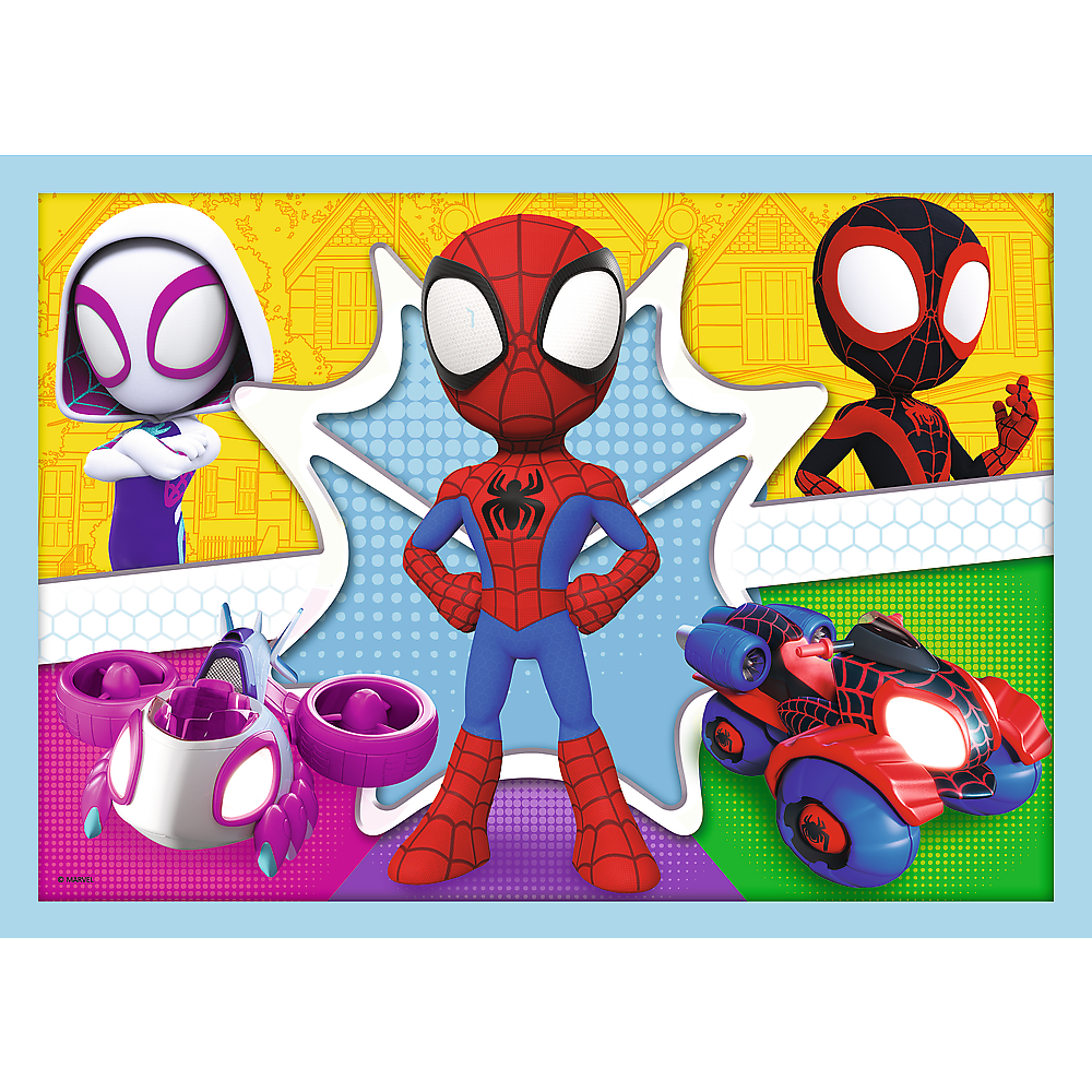 Spidey puzle ar supervaroņiem un transportlīdzekļiem