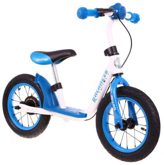 Zils SportTrike līdzsvara velosipēds bērniem ar piepumpējamiem riteņiem un bremzi
