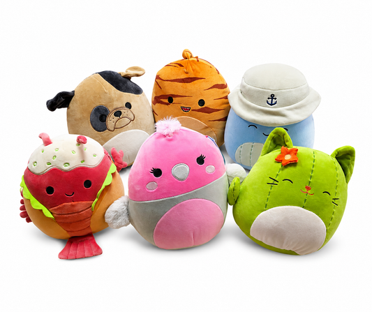 Piecas Squishmallows plīša mantiņas 19 cm dažādos dizainos (dzīvnieku tēli)