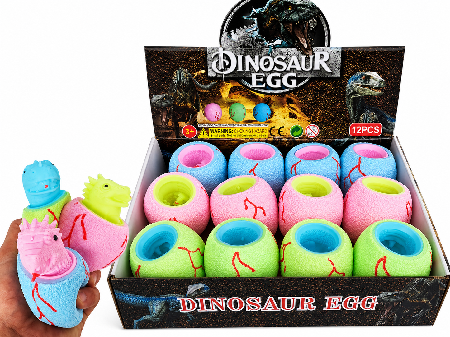 Squishy dinozaura ola ar dinozauru bērniem dažādās krāsās, 7 cm
