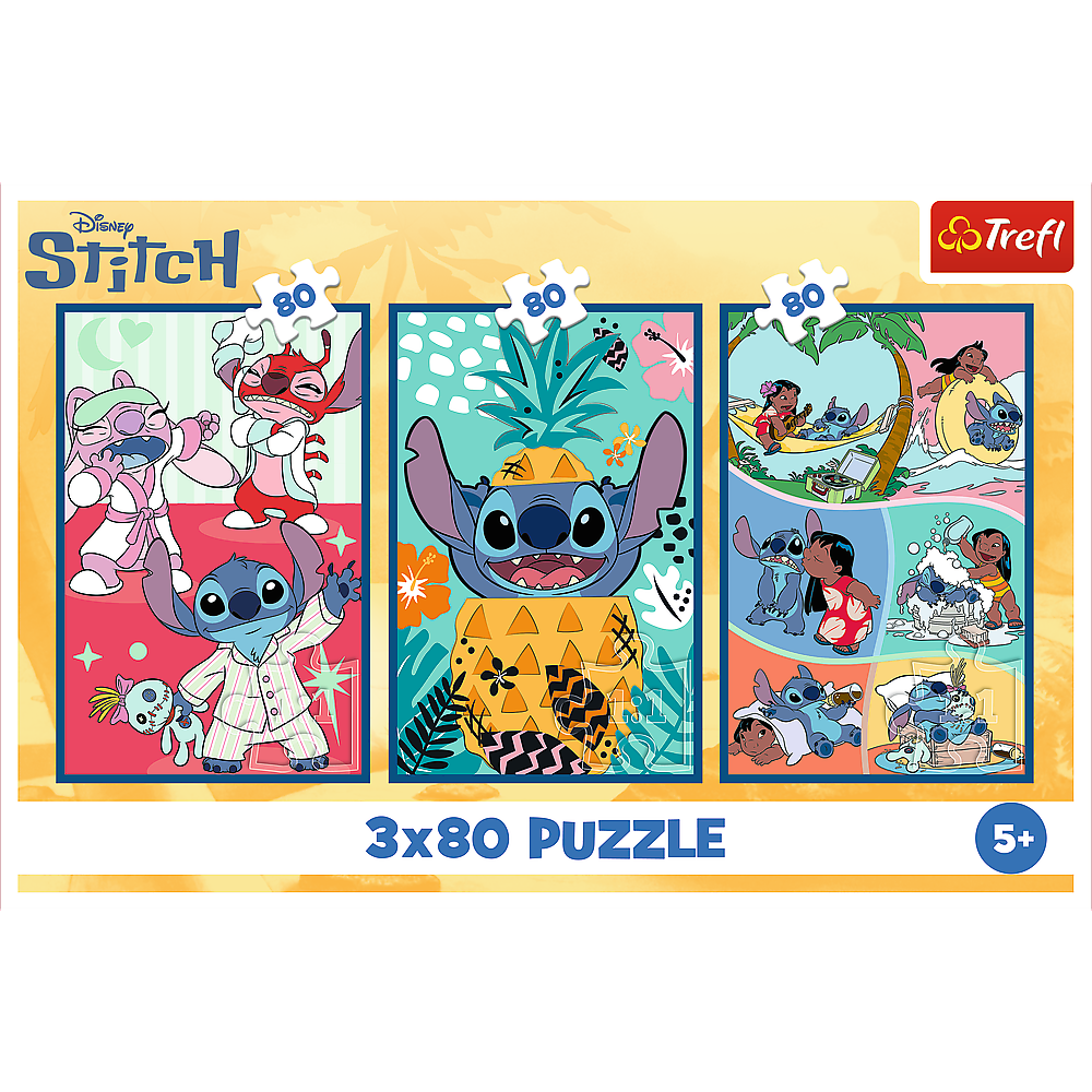 Stitch 3x80 puzle Trefl oriģinālajā iepakojumā