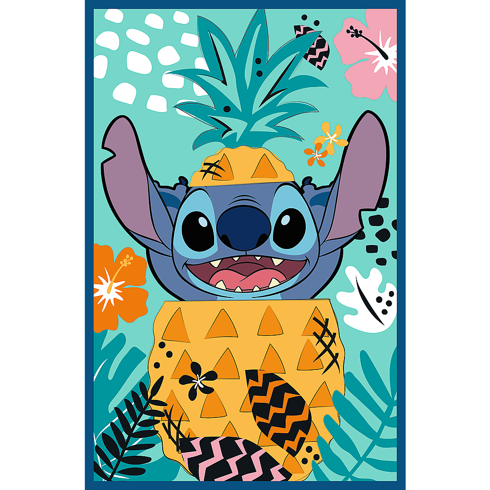 Stitch puzle ar ananāsu un tropisku fonu