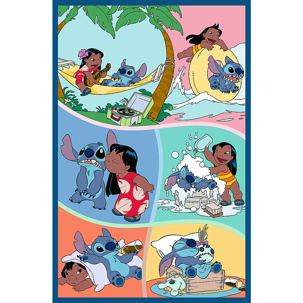Stitch puzle ar pludmales un ūdens piedzīvojumu ainām