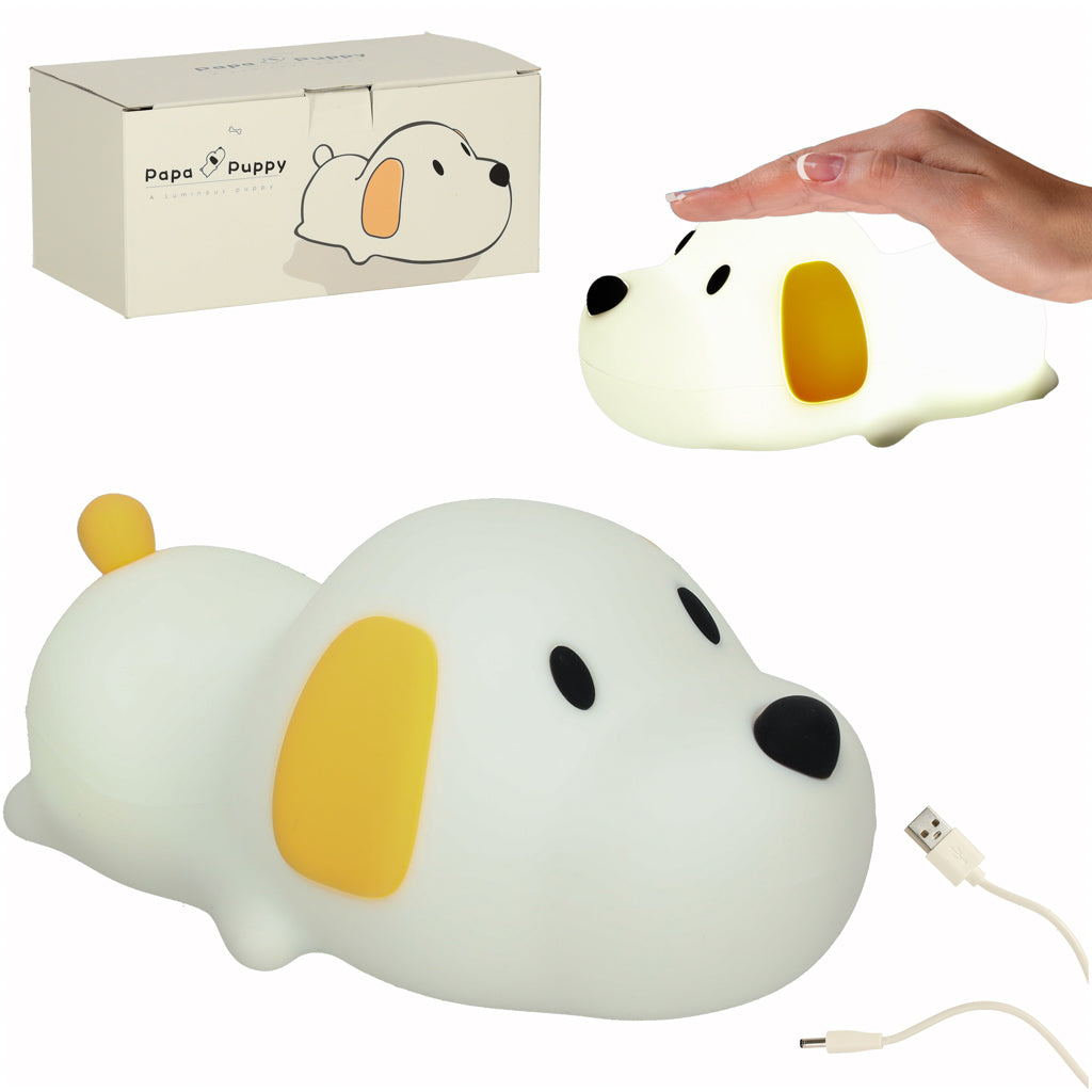 Suņa formas silikona naktslampiņa ar spilgtuma regulāciju un taimeri