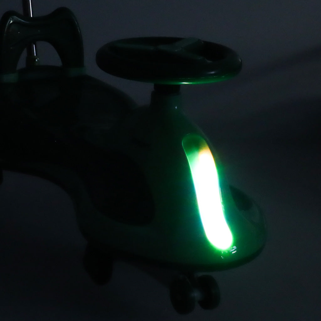Zaļš Swing Fix S2 šūpojošais auto ar LED apgaismojumu tumsā