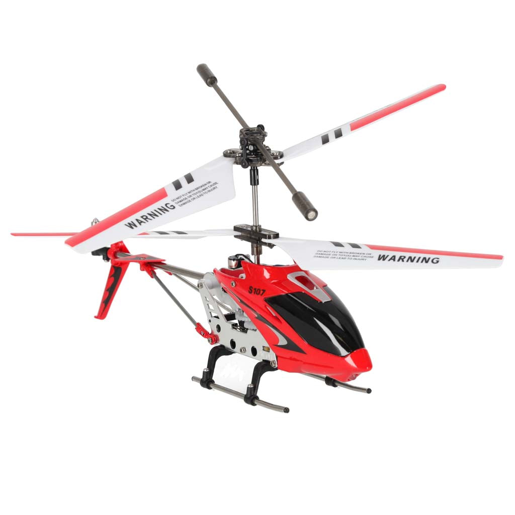 Tālvadības helikopters SYMA S107G sarkanā krāsā skatā no priekšas