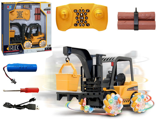 Tālvadības autoiekrāvējs ar 360 grādu rotāciju un LED riteņiem