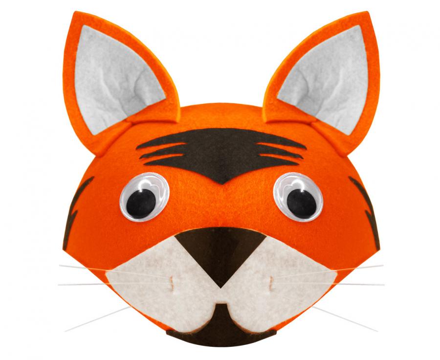 Oranža tīģera filca cepure ar ausīm bērnu kostīmam, apkārtmērs 56 cm