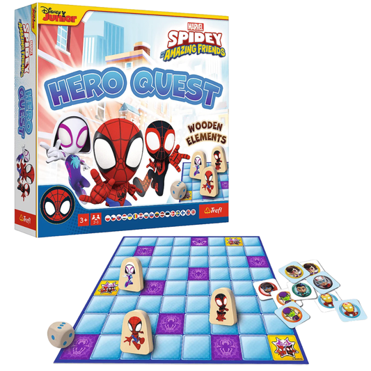Trefl Hero Quest Spidey galda spēle bērniem ar koka figūriņām un spēles laukumu