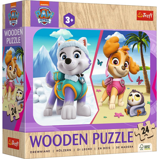 Trefl koka puzle PAW Patrol Skye un Everest ar 24 gabaliņiem bērniem