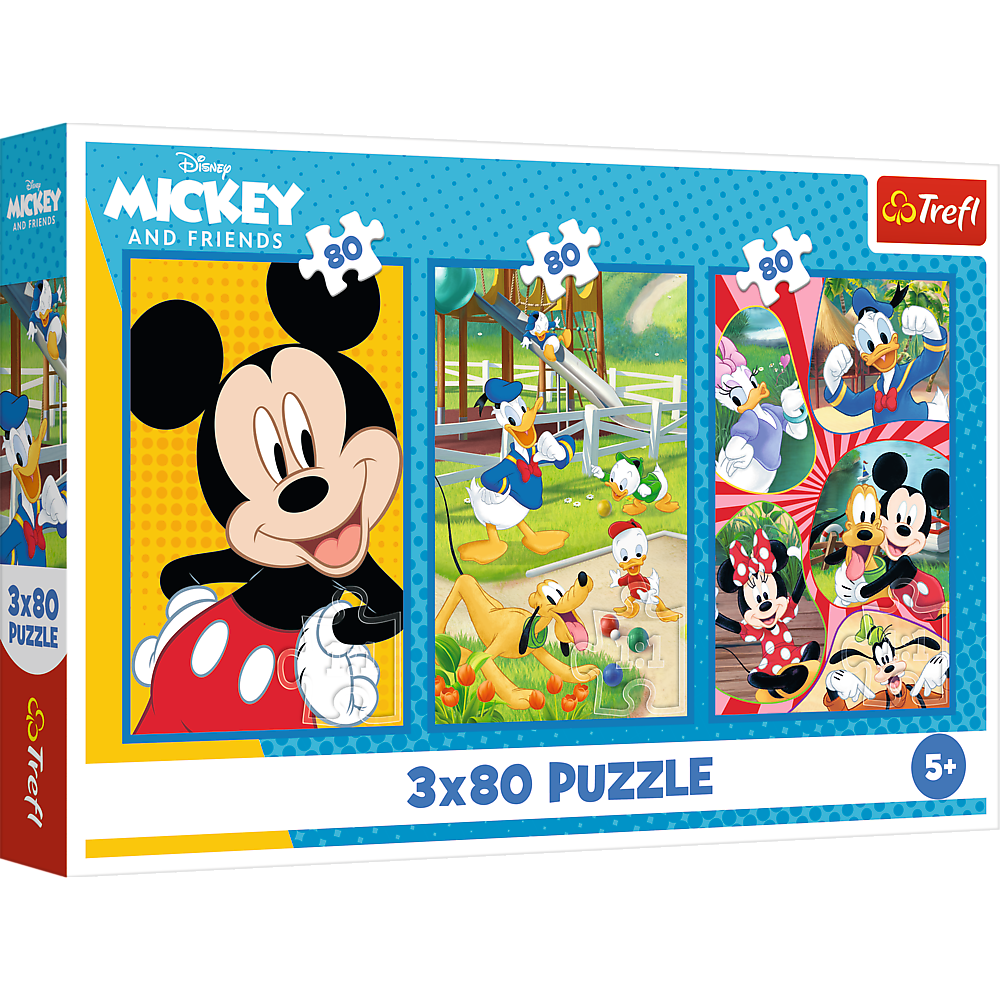 Trefl Mickey and Friends puzle 3x80 ar trim Disney varoņu attēliem bērniem