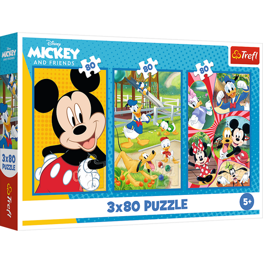 Trefl Mickey and Friends puzle 3x80 ar trim Disney varoņu attēliem bērniem