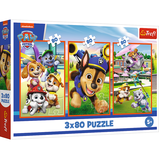 Trefl PAW Patrol puzle 3x80 ar trim Ķepu patruļas attēliem bērniem