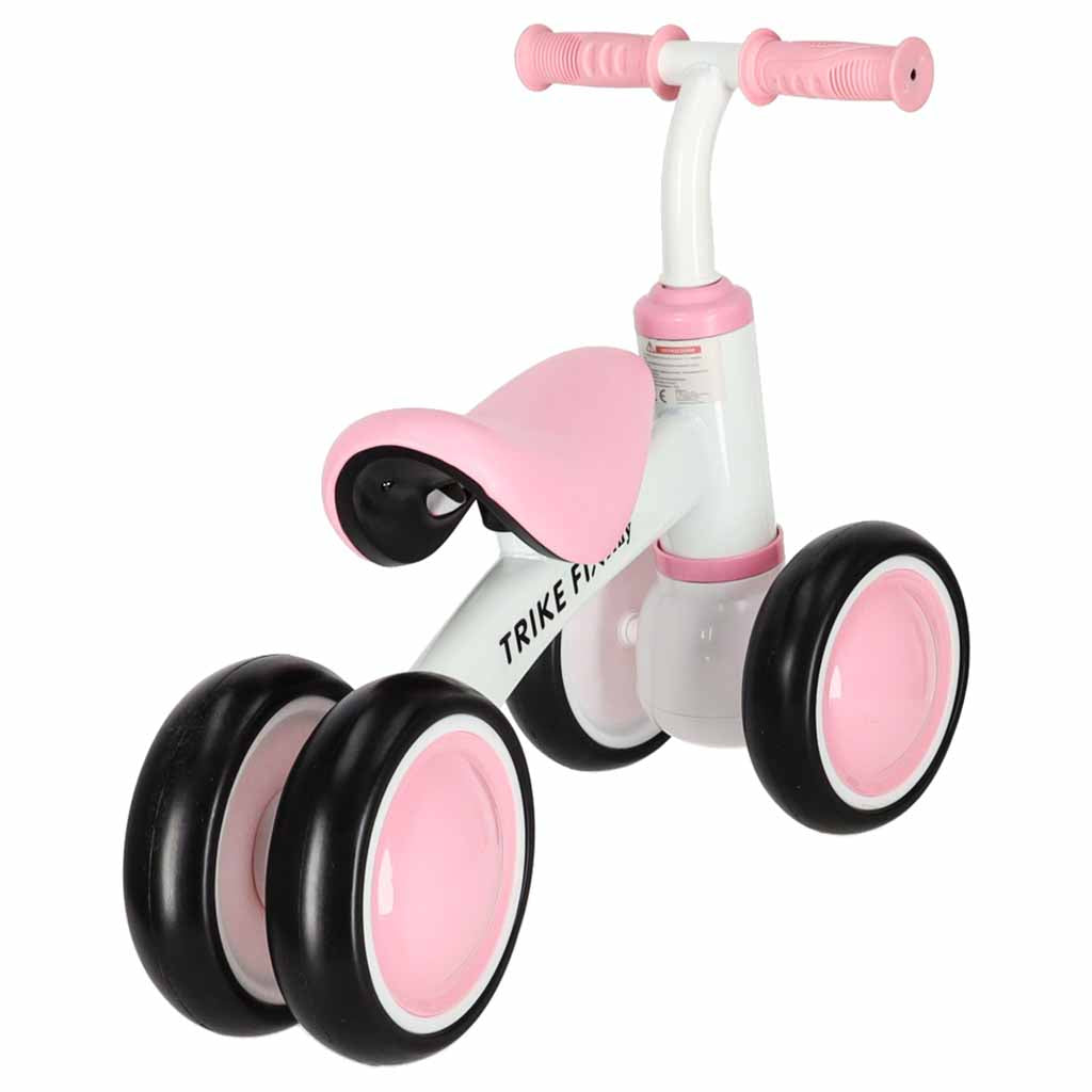 Rozā Trike Fix Tiny V2 līdzsvara ritenis bērniem skatā no aizmugures sāna