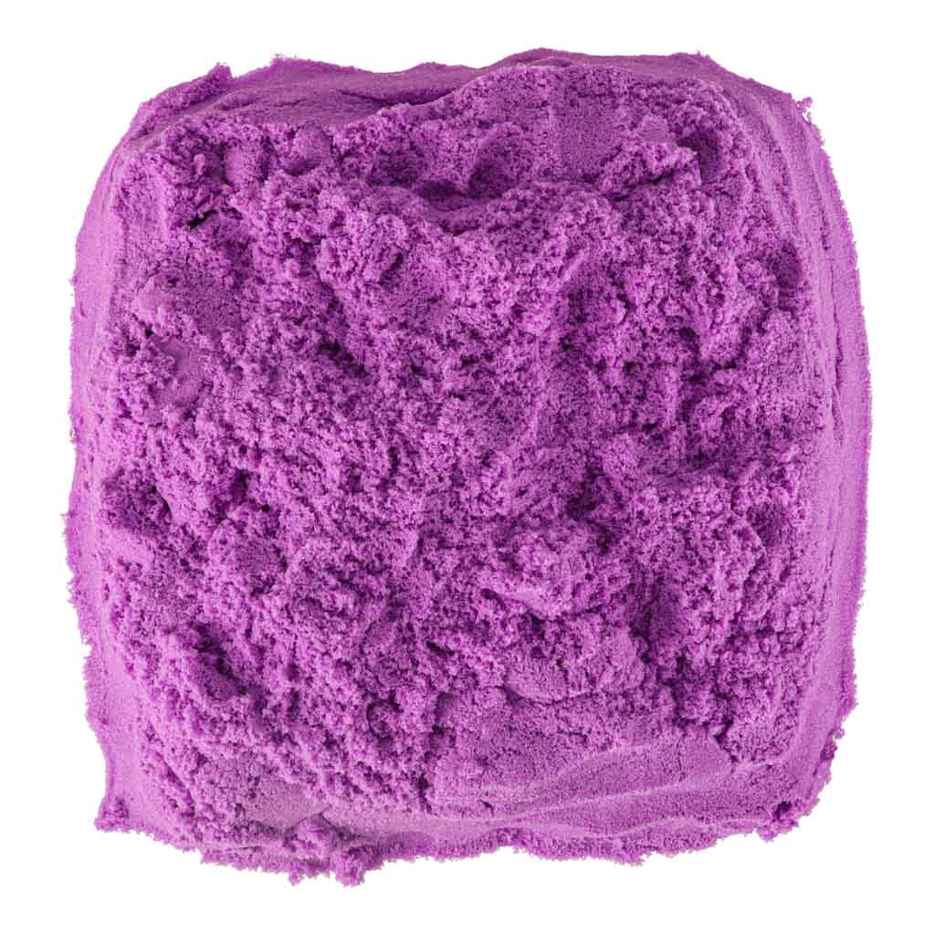Violetas kinētiskās smiltis sablīvētas kubā
