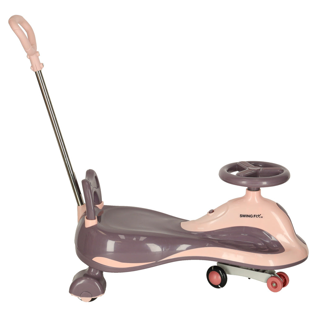 Violets Swing Fix S2 šūpojošais auto sānskatā ar rokturi