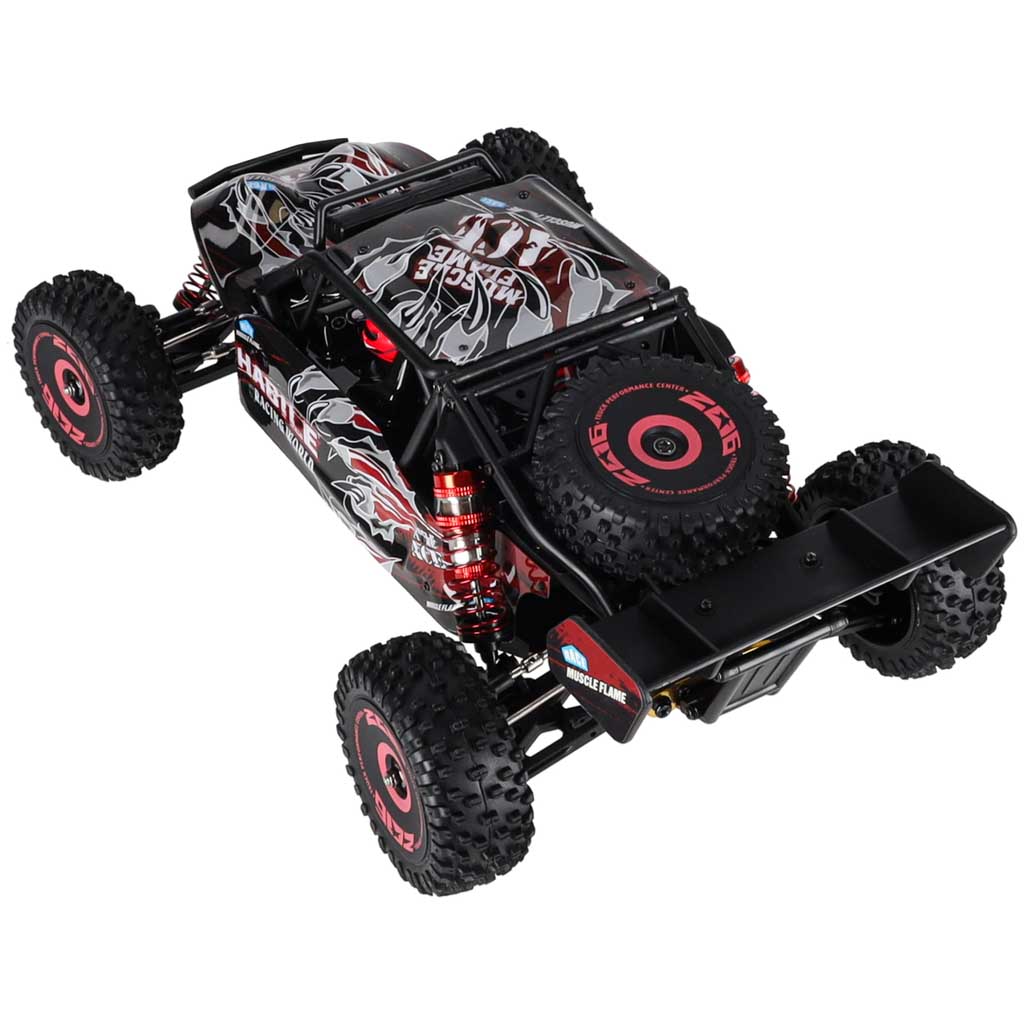 WLtoys 124016 1:12 4WD bezsuku RC bagijs aizmugures skatā ar rezerves riteni un spoileri