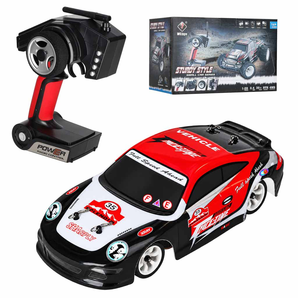 WLToys K969 RC drift auto 1:28 4WD ar tālvadības pulti un 7.4 V akumulatoru