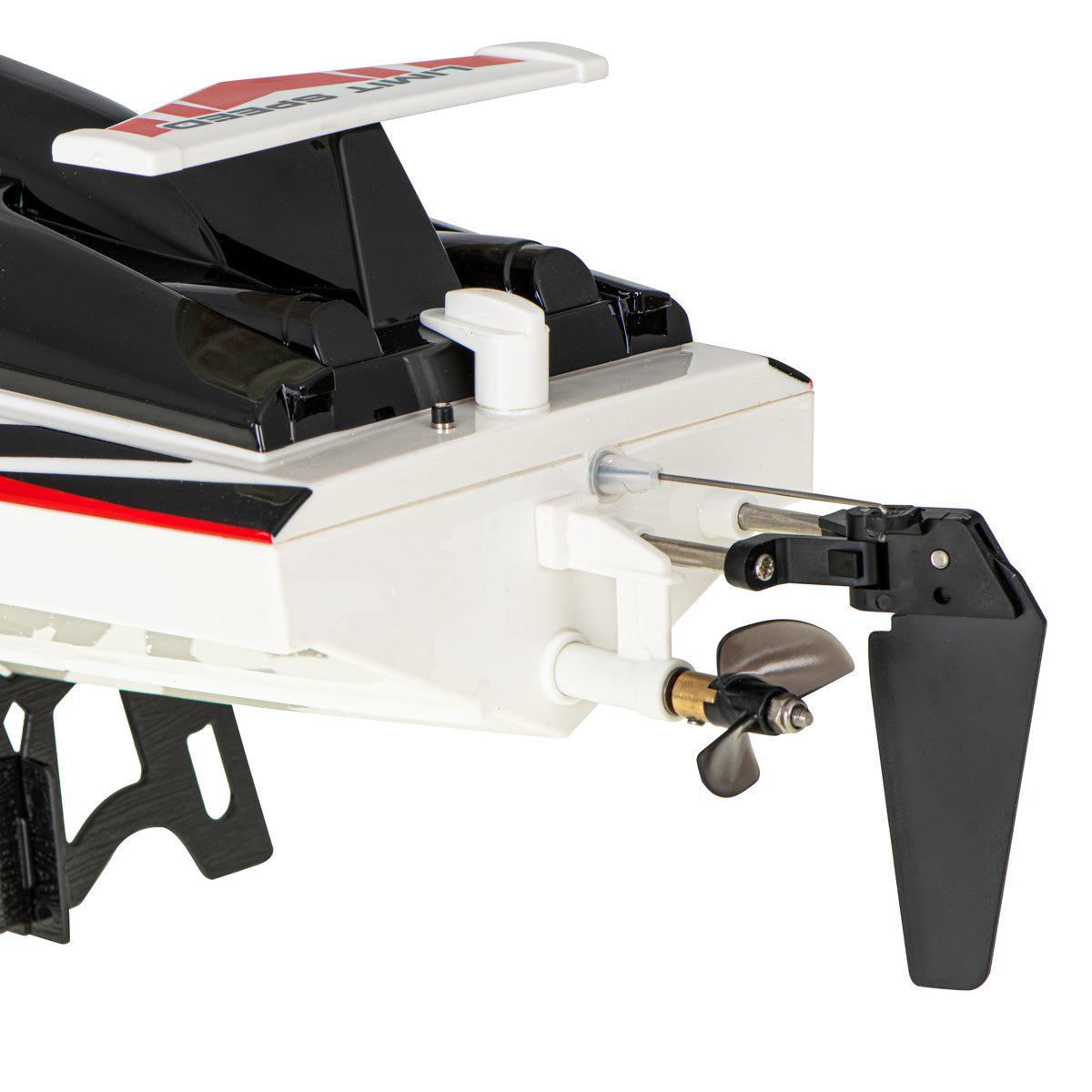 WLtoys WL912 tālvadības ātrlaivas aizmugure ar dzenskrūvi un stūres lāpstiņu