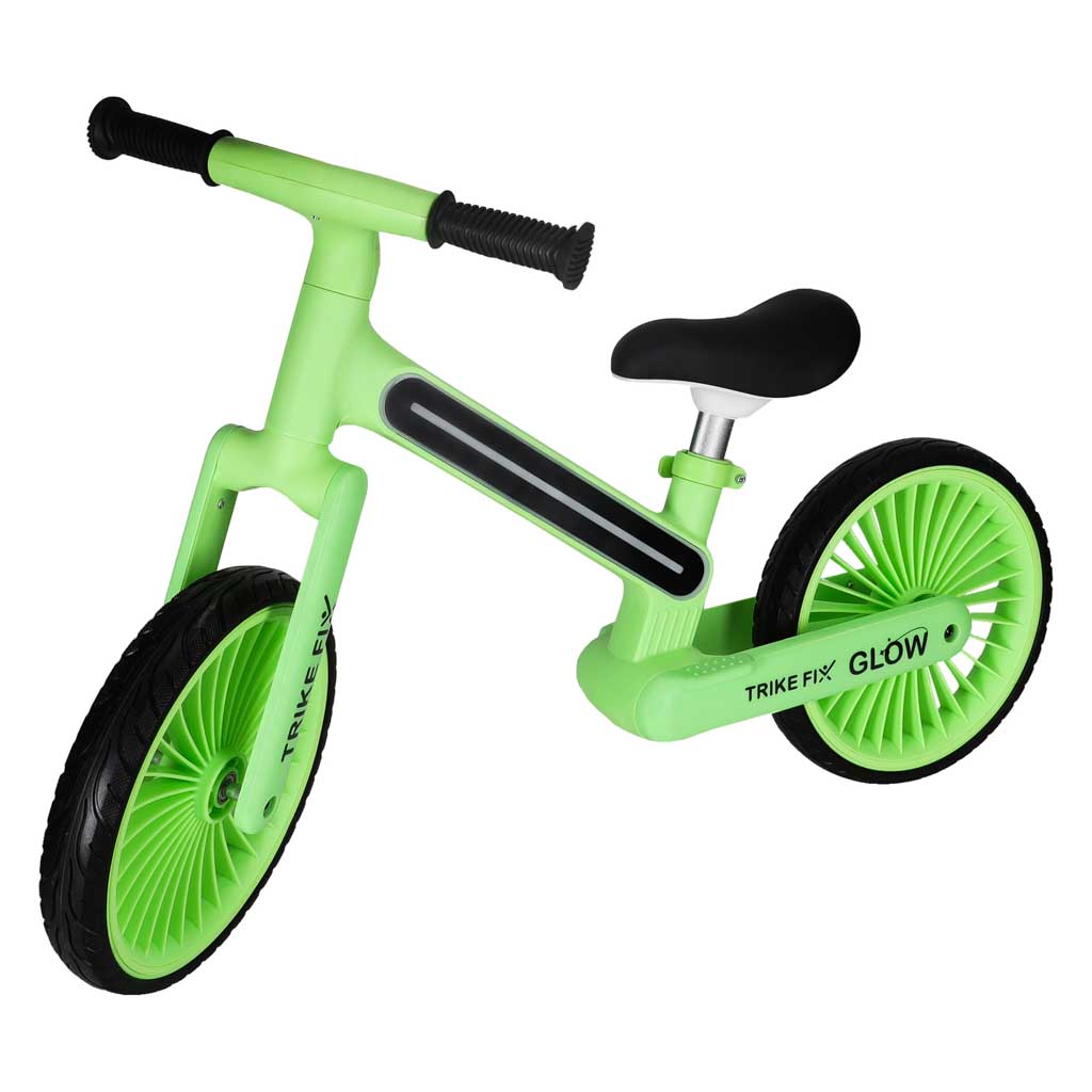 Zaļš bērnu līdzsvara velosipēds Trike Fix Glow ar ergonomisku sēdekli