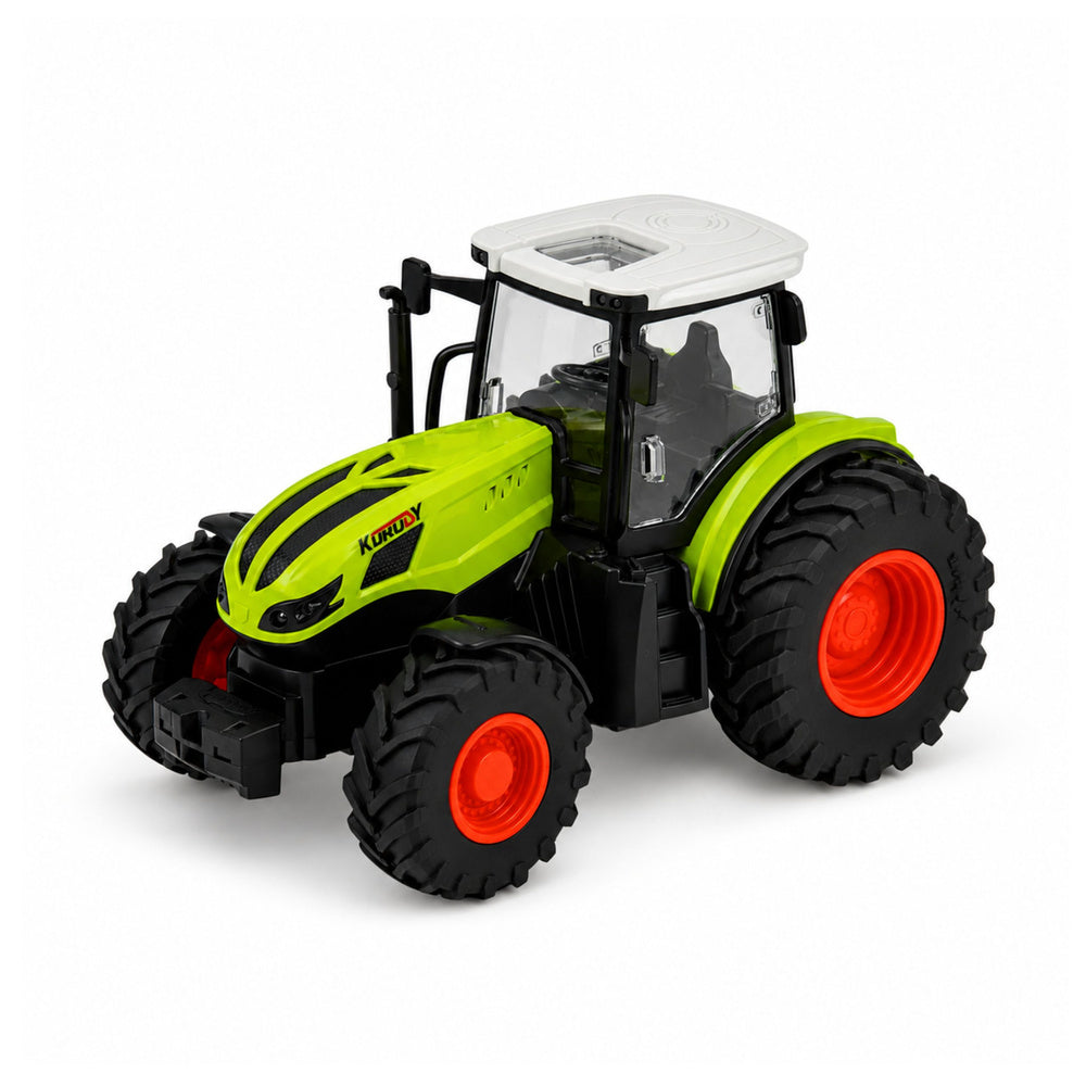 Zaļš tālvadības traktors ar gaismas efektiem 1:24