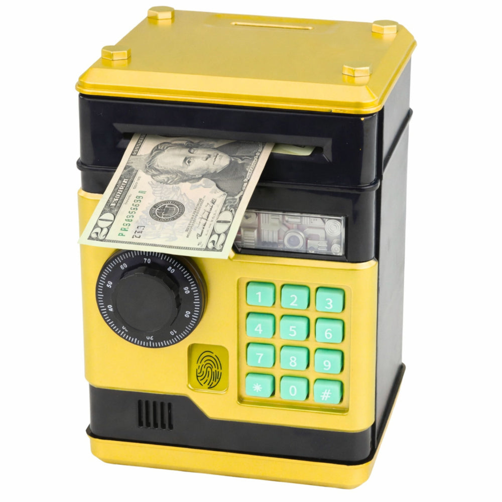 Zelta elektroniskā krājkase seifs bērniem ar PIN kodu banknošu ievietošanai