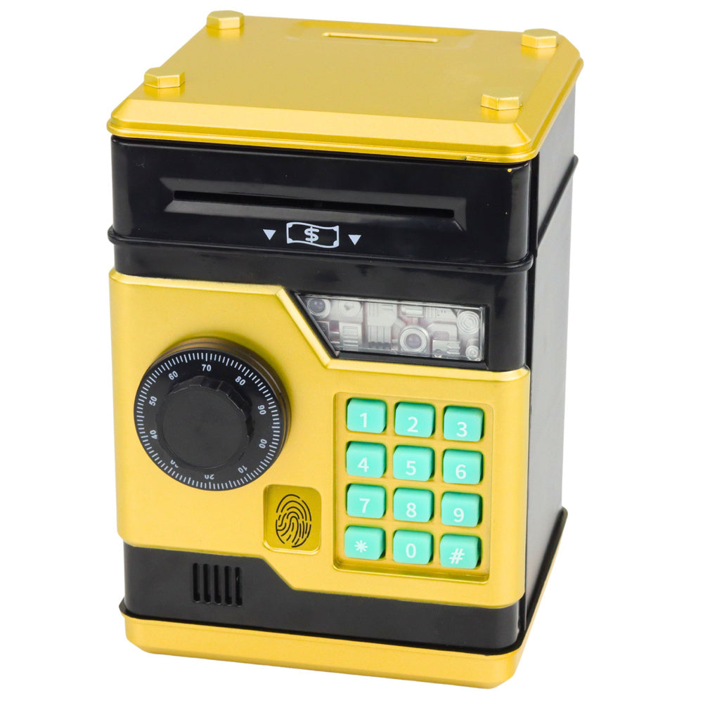 Zelta elektroniskā krājkase seifs bērniem ar PIN kodu un bankomāta dizainu