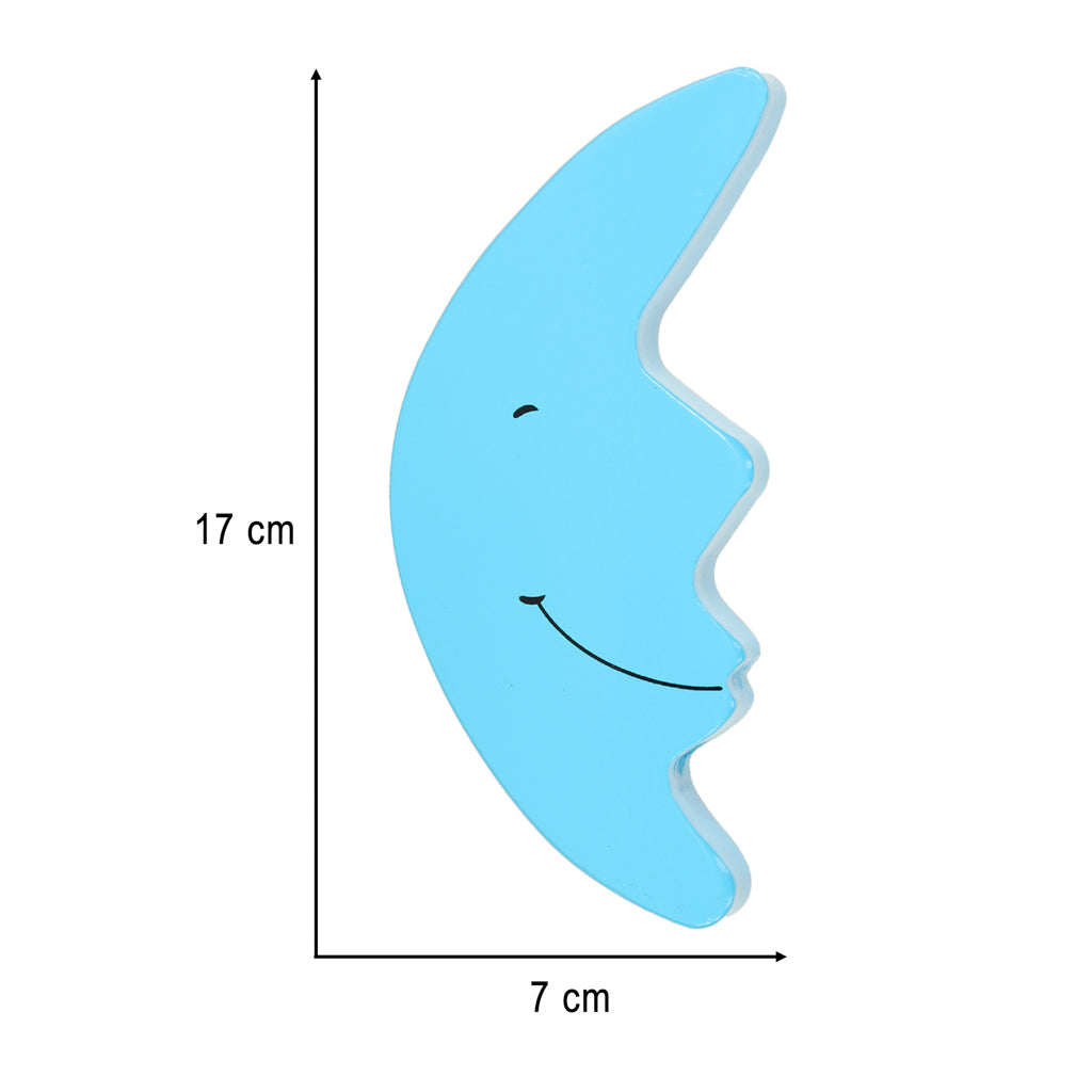 Zila koka mēness pamatne ar izmēru norādi 17 cm x 7 cm