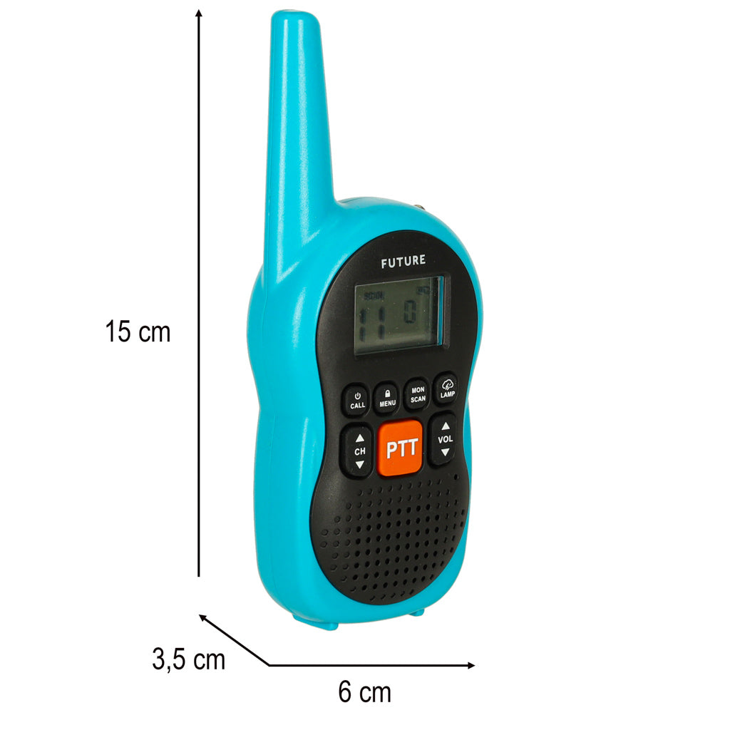 Zilas bērnu rācijas izmēri 15 reiz 6 reiz 3,5 cm